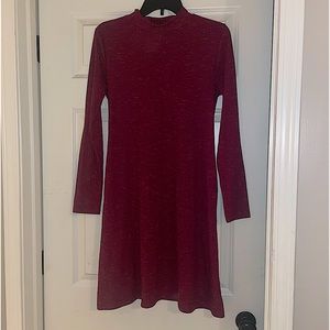 Burgundy Mock Neck Swing Dress
